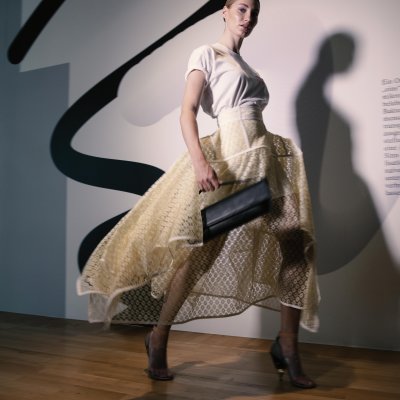 The Ataelier t-shirt, ataelier.com; Loewe skirt, loewe.com; Vintage Givenchy high heels, givenchy.com; Tsatsas shoulder bag, tsatsas.com