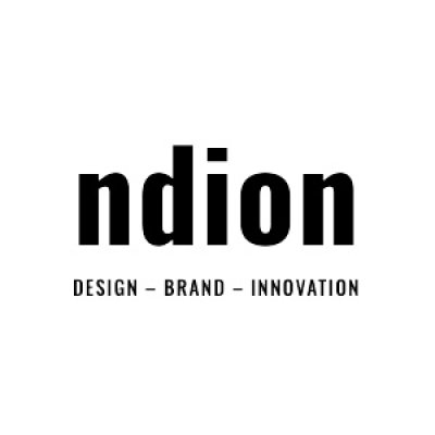 In dicken schwarzen Buchstaben &quot;ndion&quot;, darunter: &quot;Design - Brand - Innovation&quot;