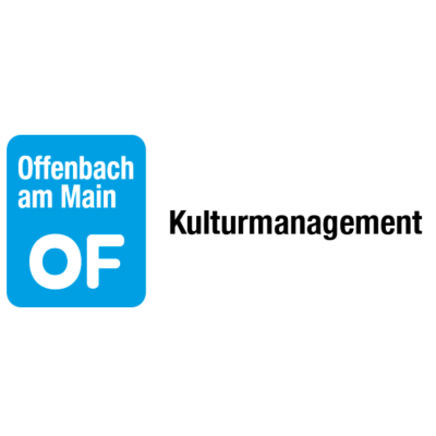 Blaues Rechteck in dem &quot;Offenbach am Main OF&quot; steht, daneben &quot;Kulturmanagement&quot;